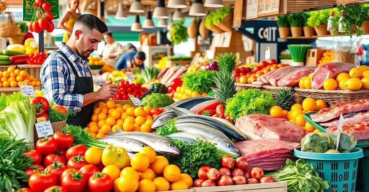 Feira com produtos do campo